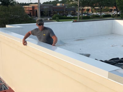 Arbys Metal Coping Installation Flat Roof Repair Parapet Wall-Collierville