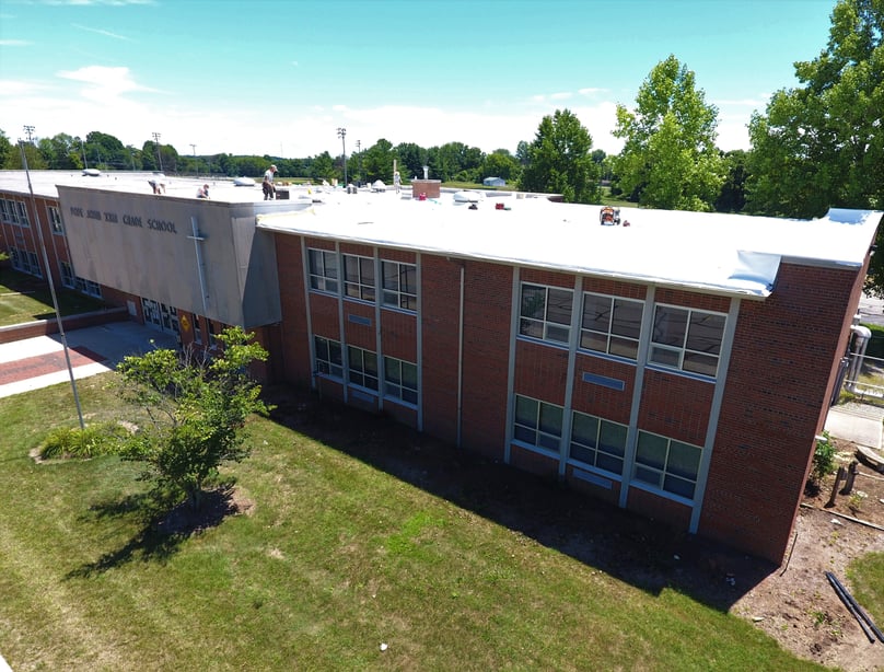 Flat Roof Repair Metal Coping Installation School-Pope John